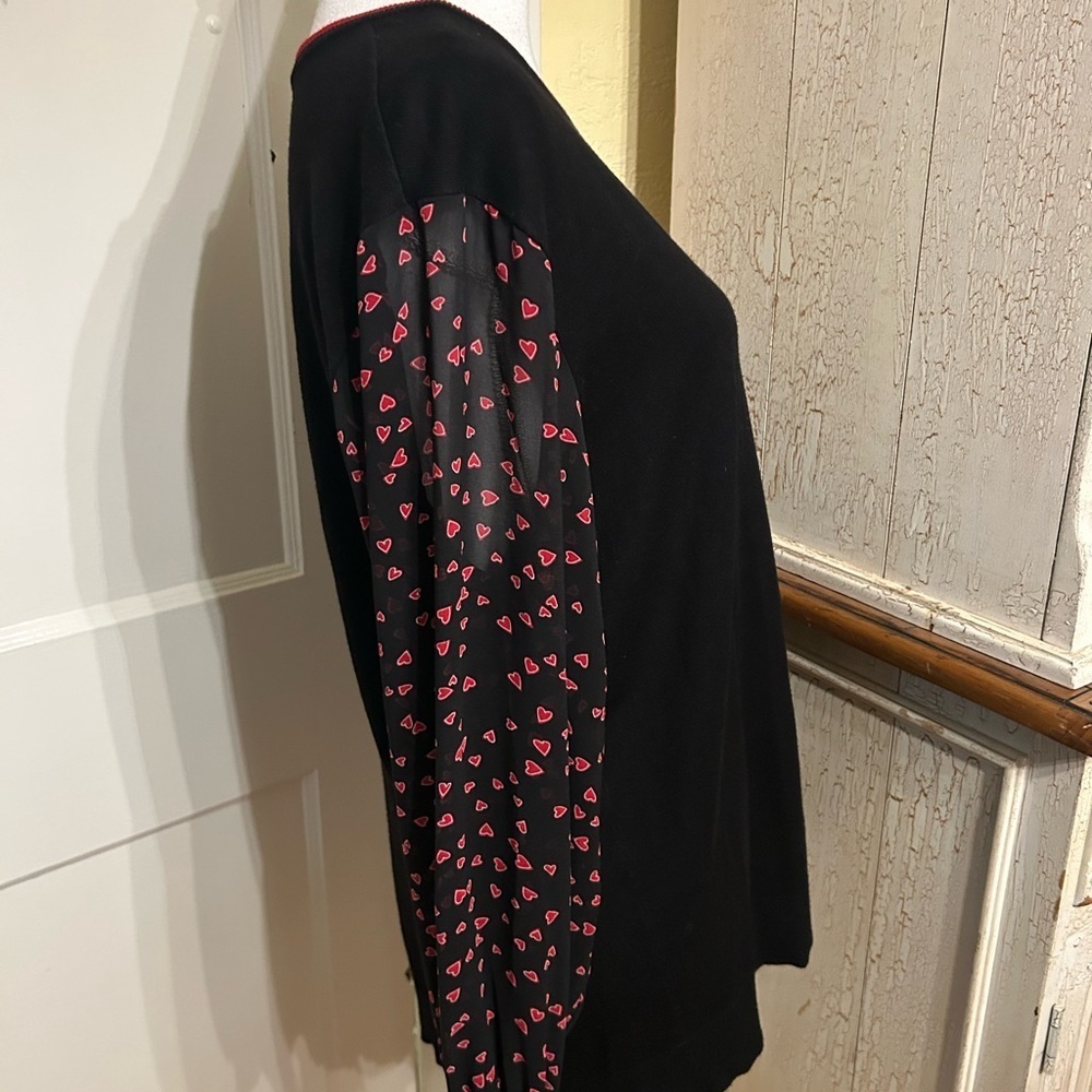 DKNY Black Knit Top with Sheer Sleeves. - Picture 8 of 14